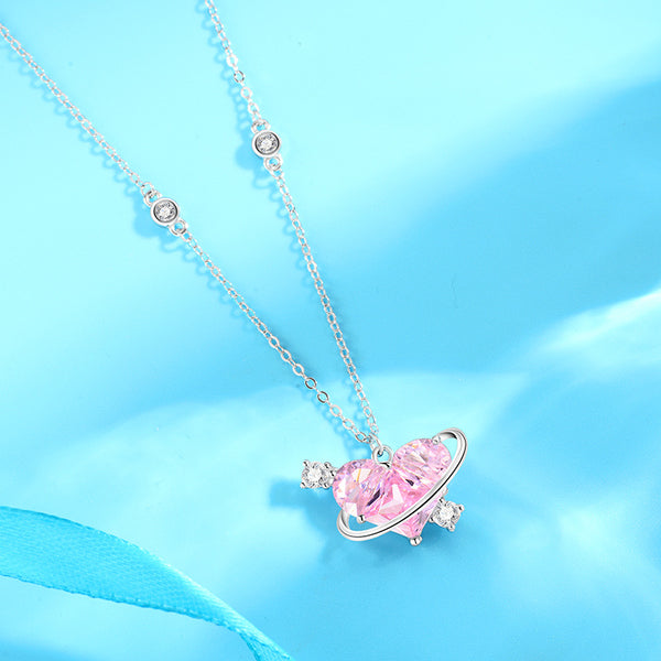 Pink Heart Pendant Necklace