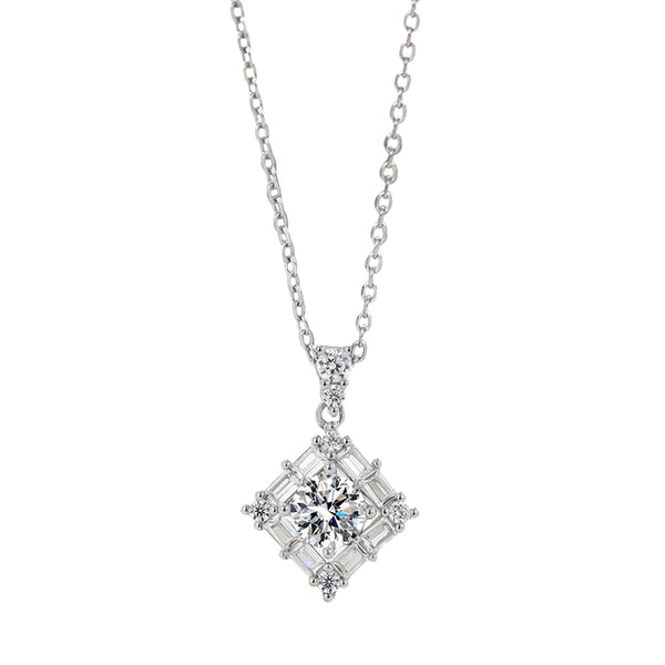 Square Crystal Pendant Necklace