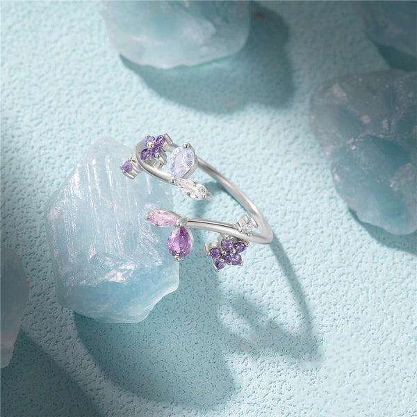 Purple Double Flower Ring