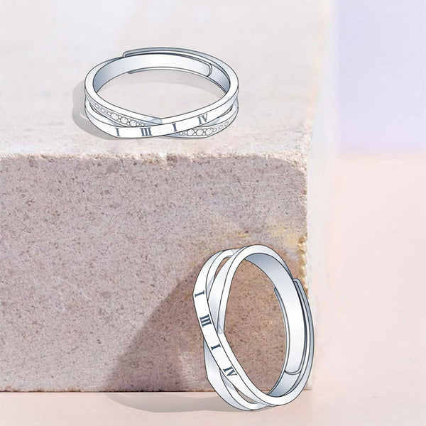 Roman Numeral Mobius Couple Ring