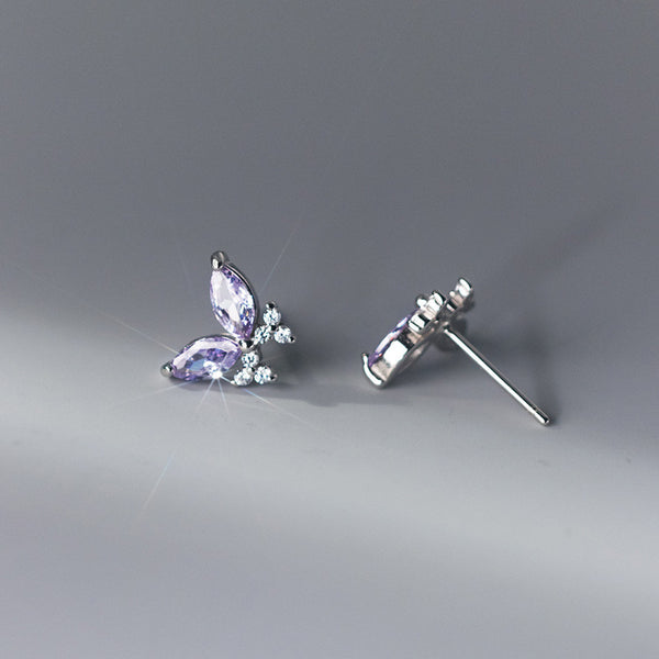 Purple Butterfly Stud Earrings