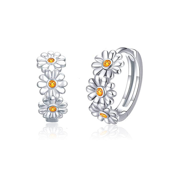 Daisy Flower Hoop Earrings