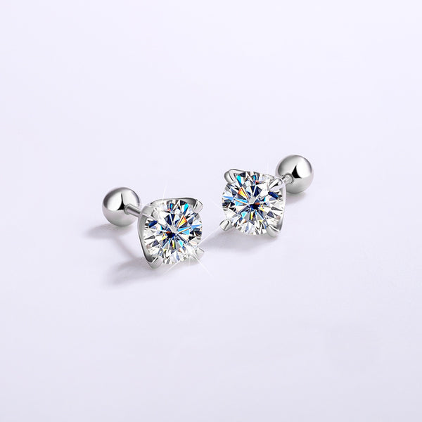 Round Color Moissanite Ball End Earrings