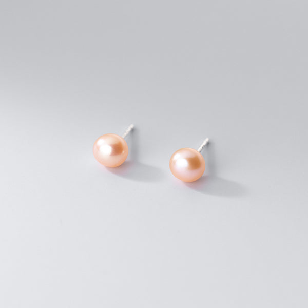 Button Pearl Wedding Stud Earrings