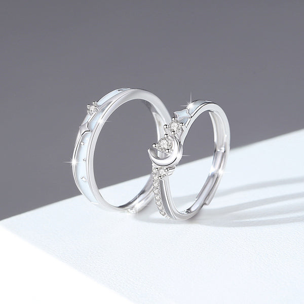 Luminous Star Moon Couple Ring