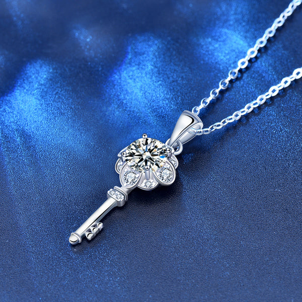 Moissanite Flower Key Wedding Necklace