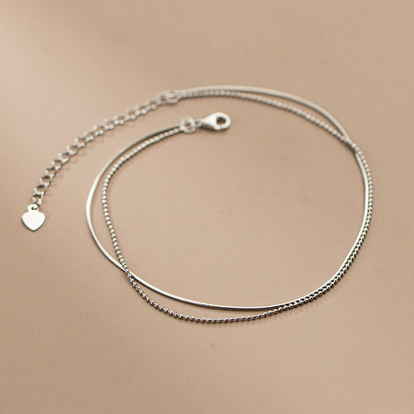 Snake Bead Double Chain Anklet