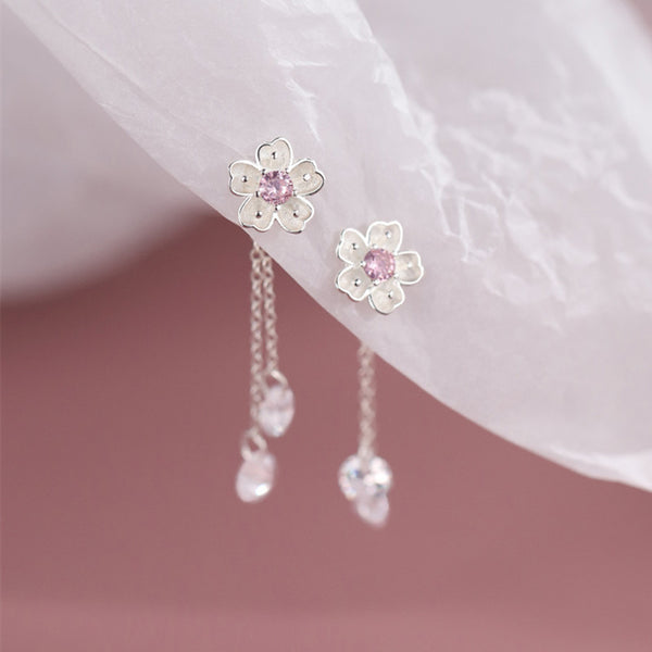 Cherry Blossom Dangle Drop Earrings