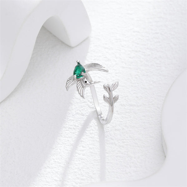 Green Gem Hummingbird Stacking Ring