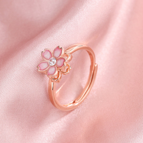 Pink Cherry Blossom Fidget Spinner Ring