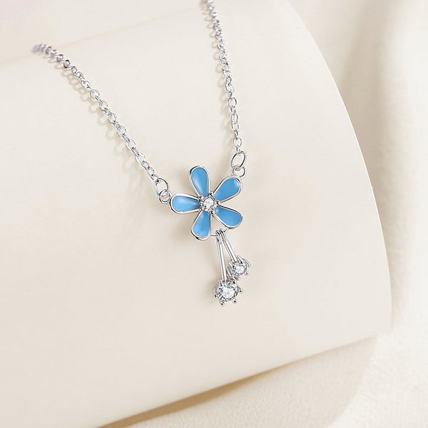 Blue Flower Pendant Necklace