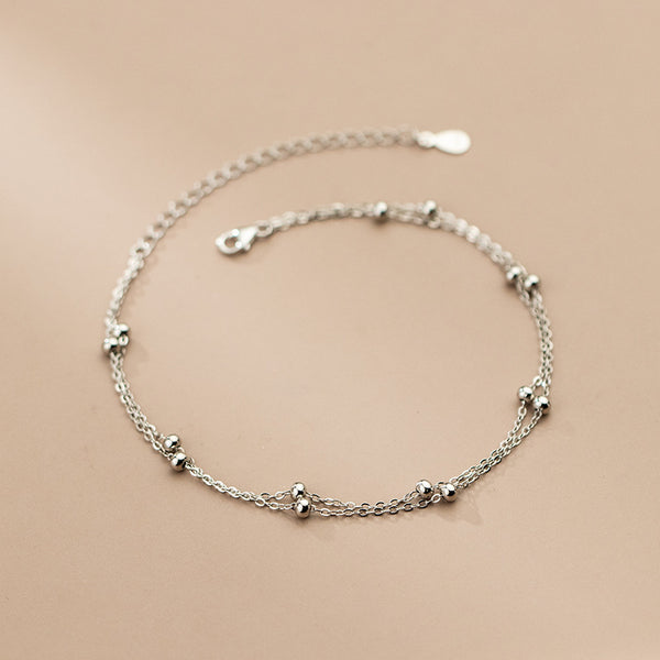 Dainty Bead Double Chain Anklet