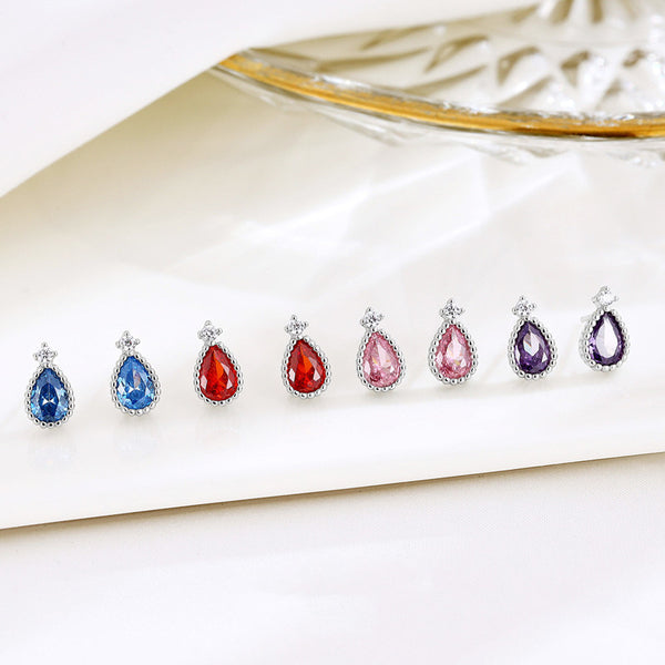 Color Gemstone Teardrop Stud Earrings