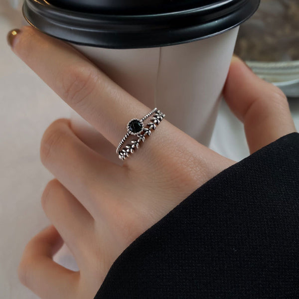 Vintage Silver Leaf Stacking Ring