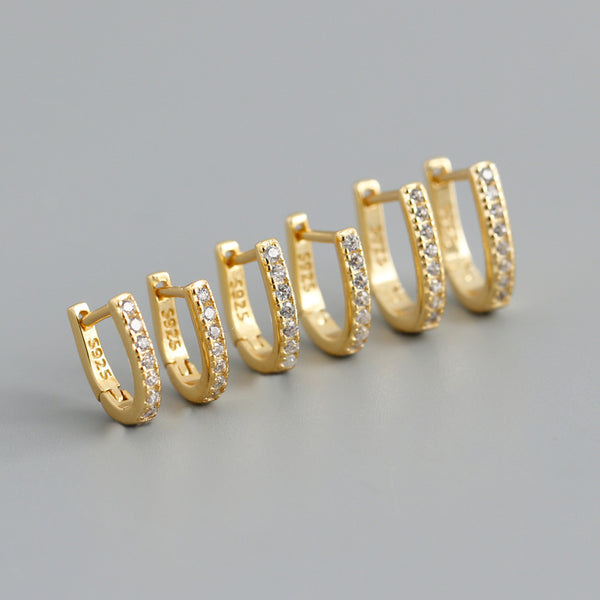 U-Shaped Pave Hoop Earrings