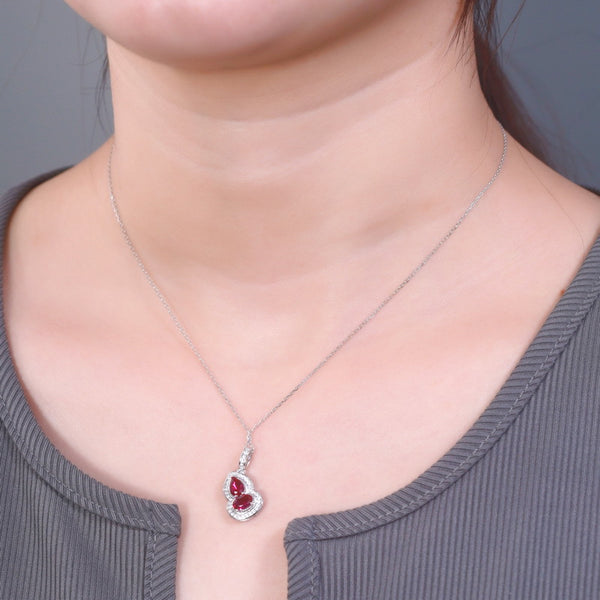 Lab Grown Ruby Gourd Necklace