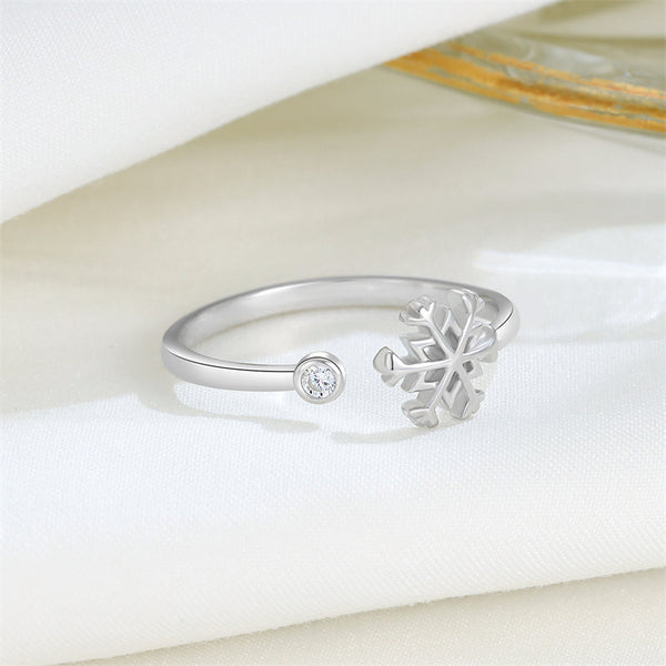 Silver Snowflake Open Ring