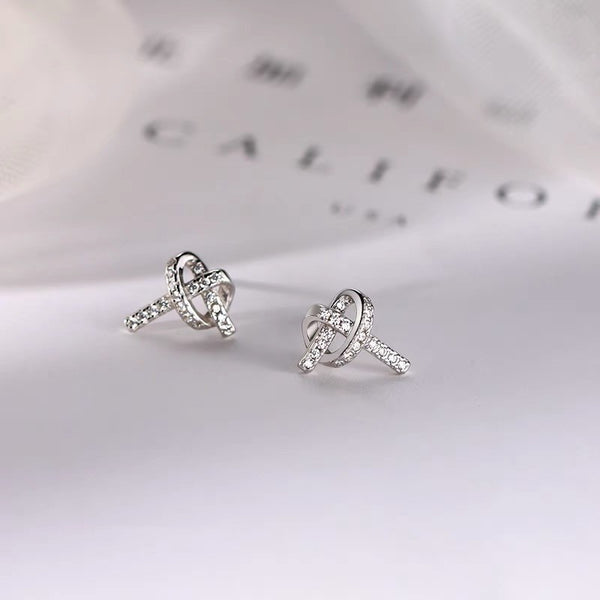 Dainty Heart Knot Stud Earrings