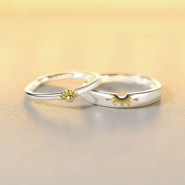 Sunflower Sun Couple Matching Ring