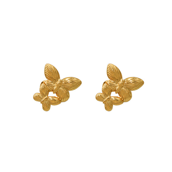 Vintage Double Butterfly Stud Earrings