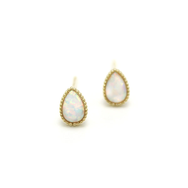 Opal Teardrop Stud Earrings