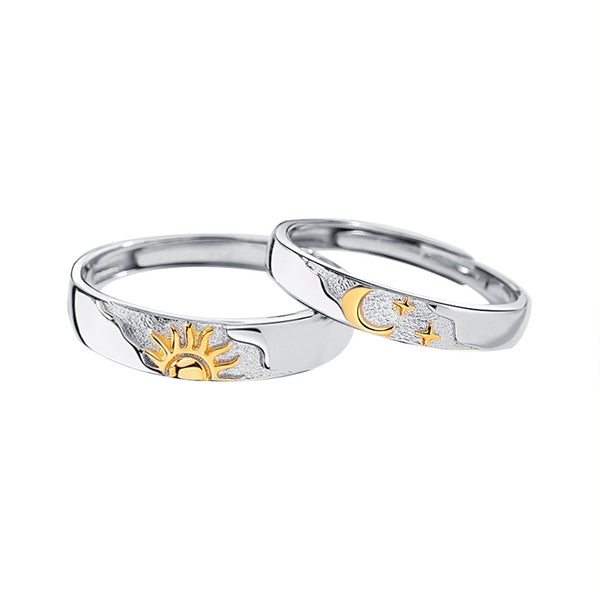 Gold Sun Moon Couple Matching Ring