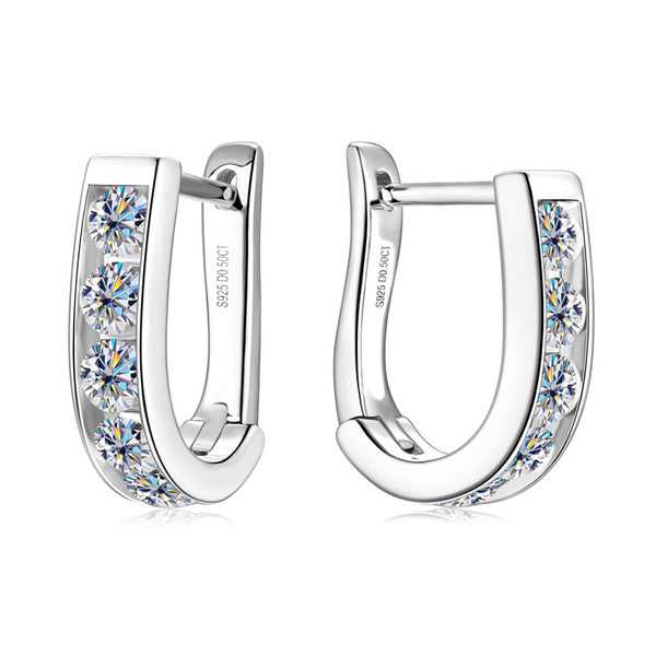 U-Shaped Moissanite Hoop Earrings