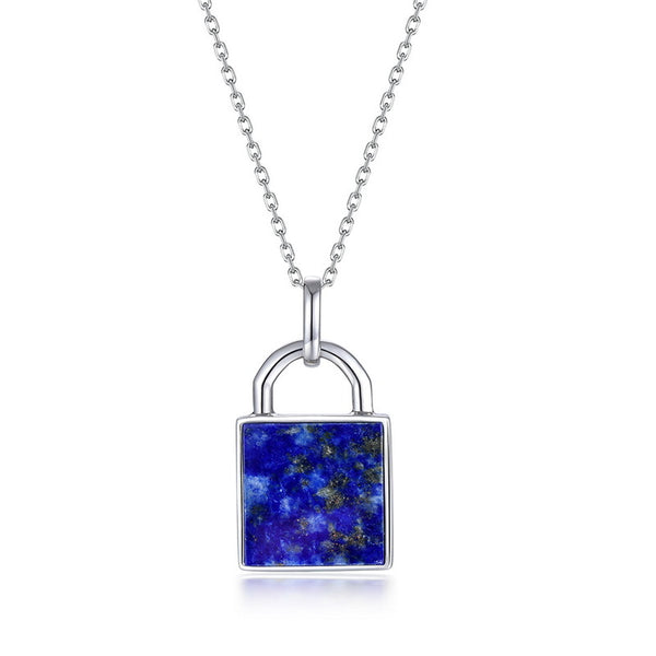 Lapis Lazuli Lock Pendant Necklace