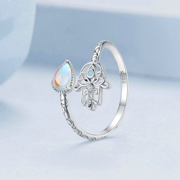 Opal Hamsa Hand Ring