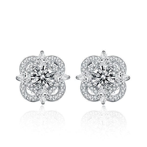 Moissanite Four Leaf Clover Stud Earrings