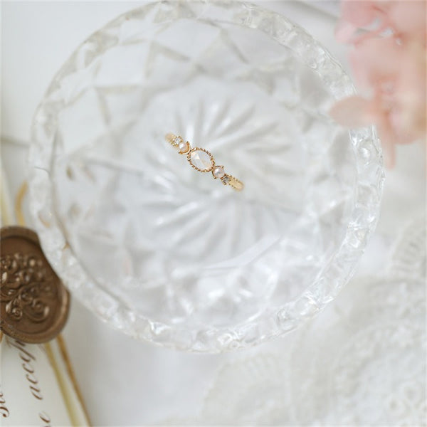 Dainty Crystal Pearl Stacking Ring