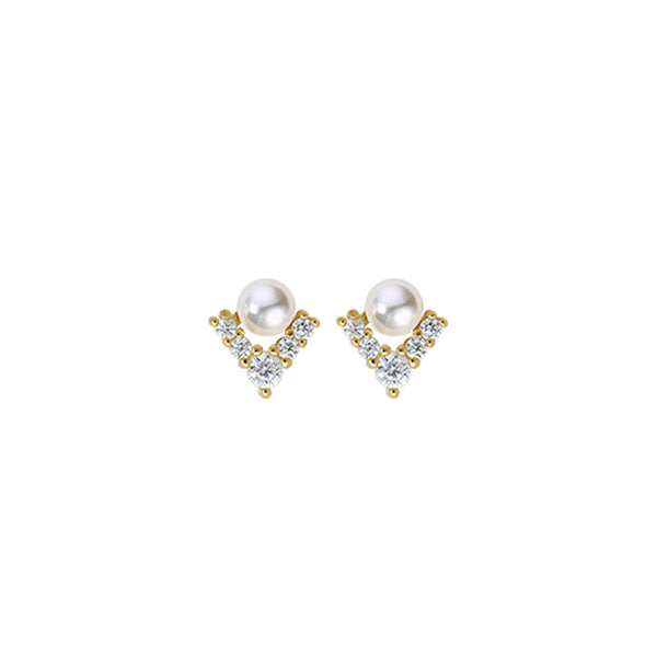 Pearl Letter V Stud Earrings