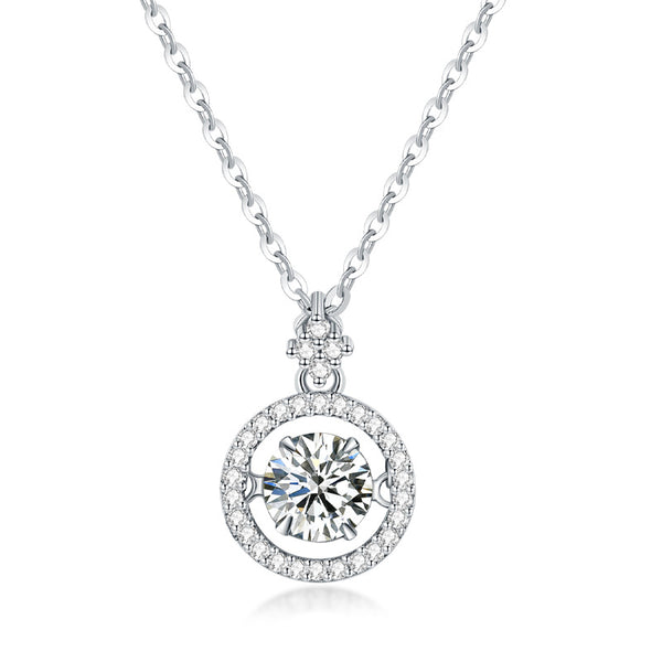 Moissanite Dancing Stone Circle Necklace