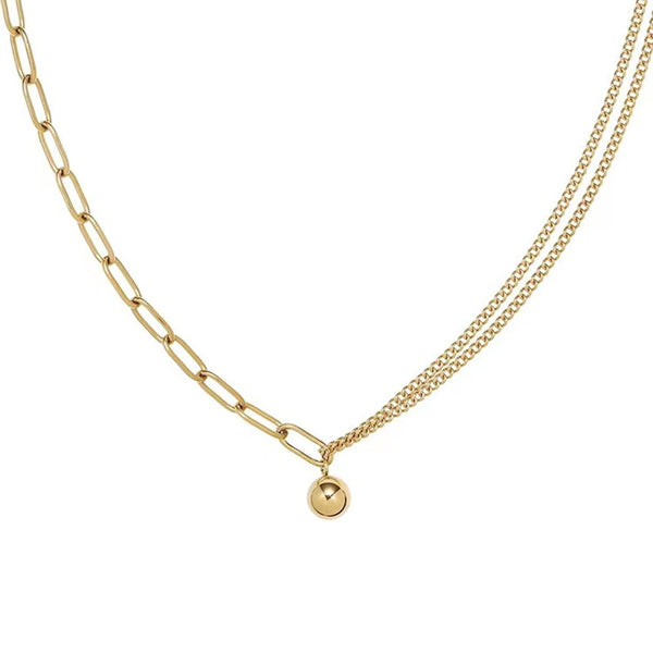 Gold Round Ball Layered Necklace