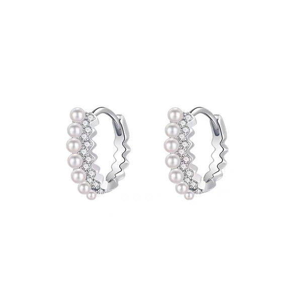 Dainty Pearl Hoop Earrings