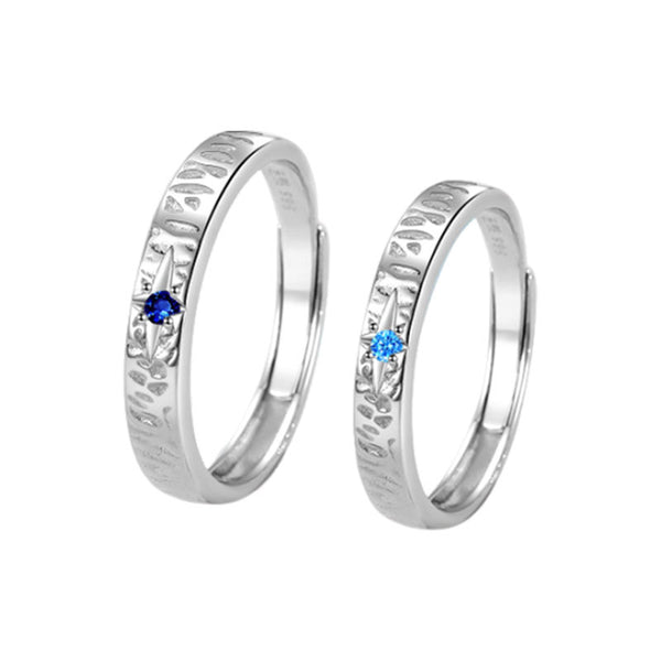 Blue Star Matching Couple Band Ring