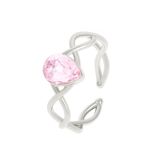 Pink Teardrop Twisted Ring