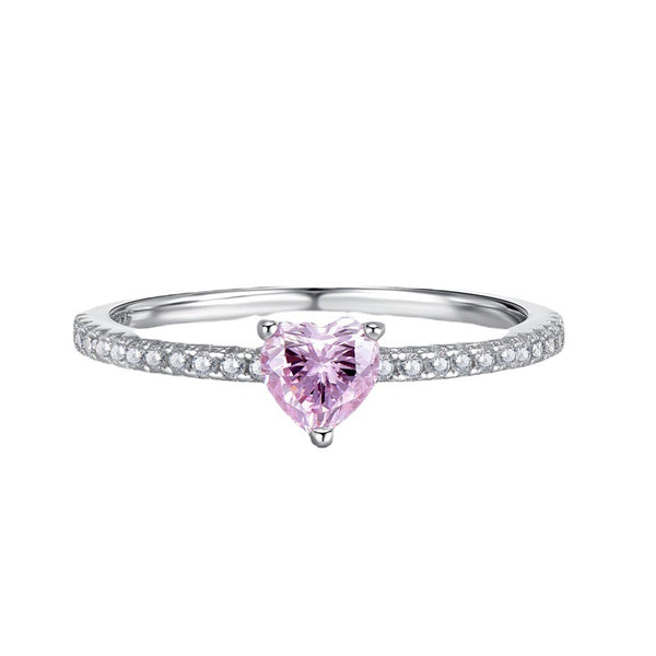 Pink Heart Pave Band Ring