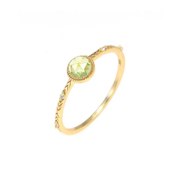 Solitaire Green Gem Stacking Ring