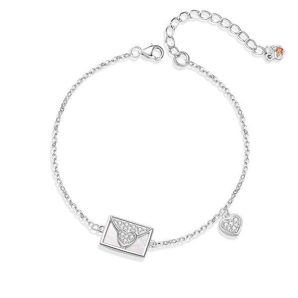 Mother Of Shell Heart Envelope Bracelet