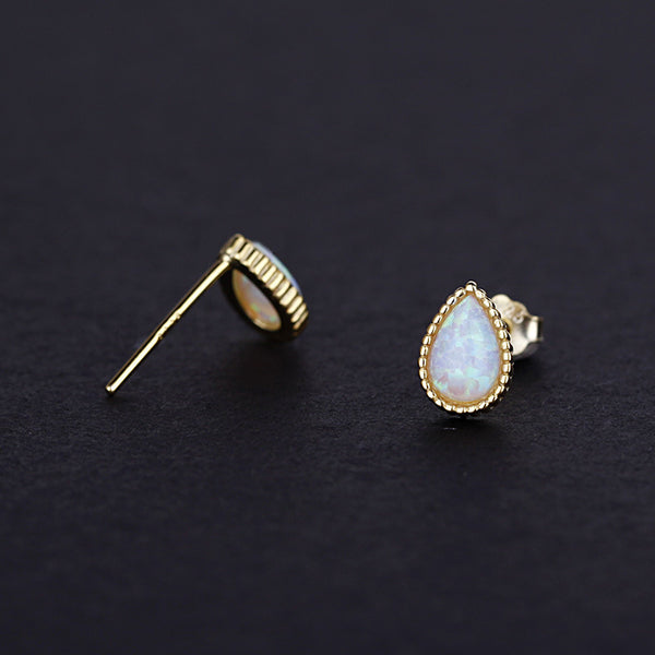 Opal Teardrop Stud Earrings