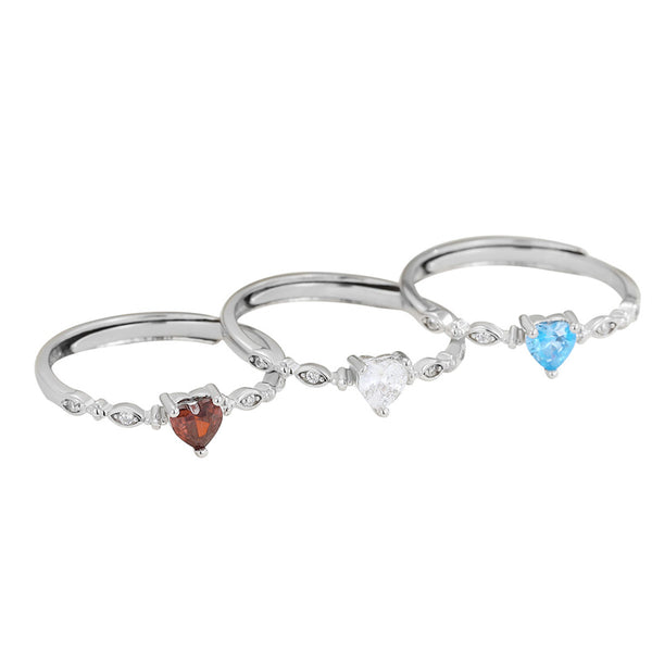 Color Gemstone Heart Stacking Ring