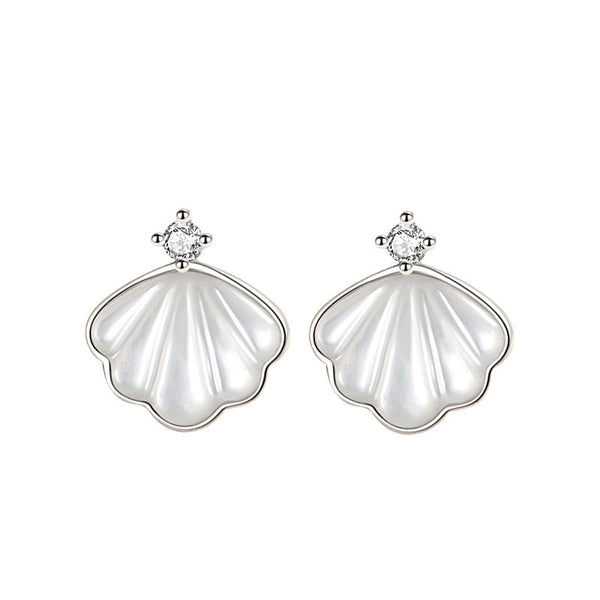 Mother Of Pearl Seashell Stud Earrings