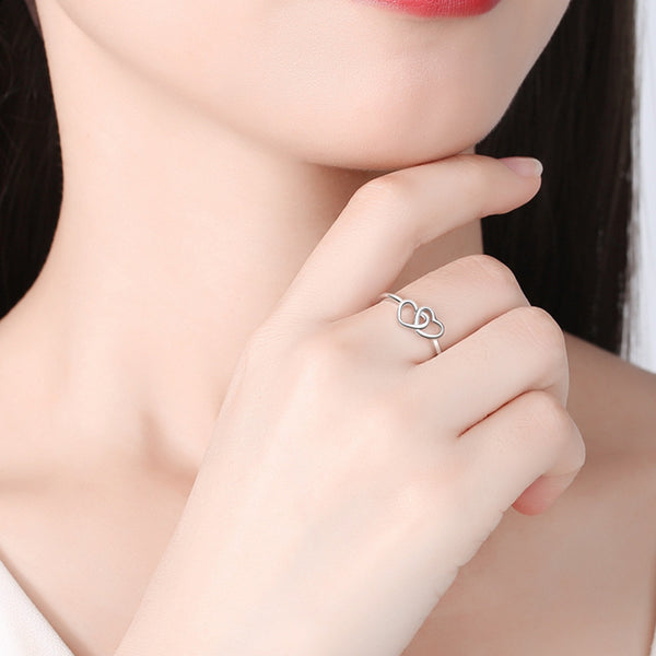 Interlocking Double Heart Ring