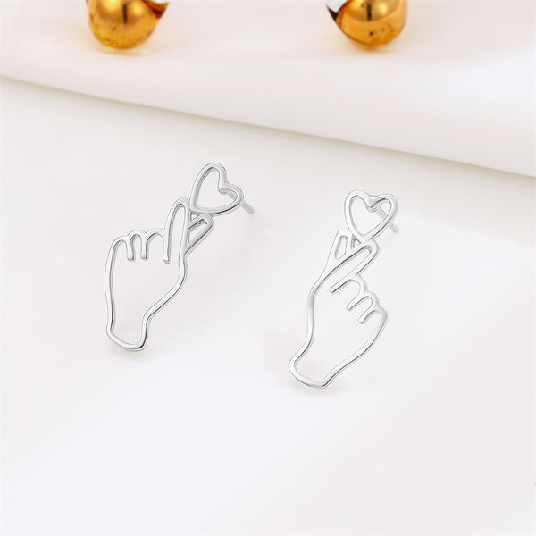 Finger Heart Stud Earrings