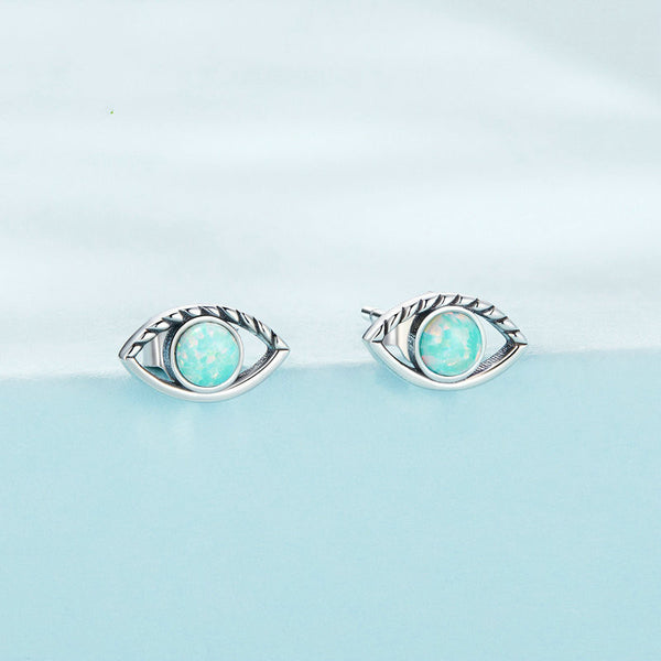 Opal Evil Eye Stud Earrings