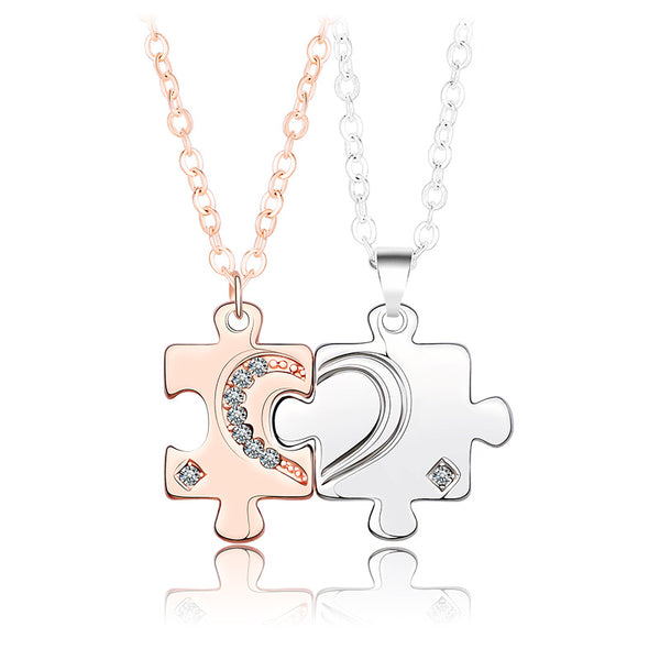 Heart Puzzle Couple Necklace