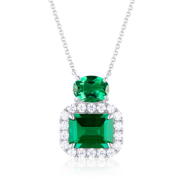 Lab Grown Emerald Pendant Necklace