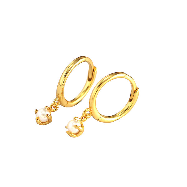 Imitation Pearl Hoop Earrings