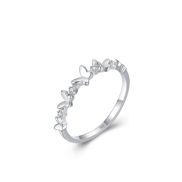 Dainty Silver Butterfly Stacking Ring